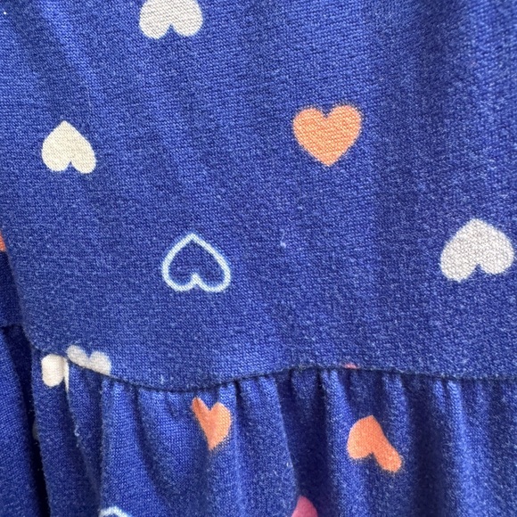 Picapino 3T Girls Blue and White Sleeveless Casual Heart Print Dress - Picture 2 of 5